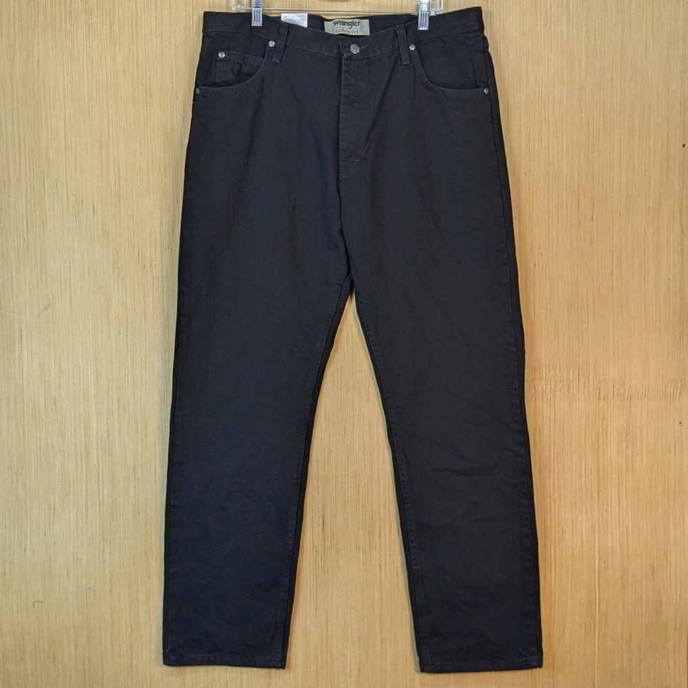 Wrangler Authentics Mens Black Straight Leg Jeans 38x32 Western Workwear NWT